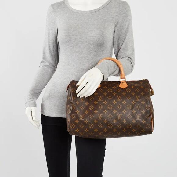 LOUIS VUITTON Iconic Speedy 35 Handbag in Monogram Canvas Authentic - Picture 2 of 9